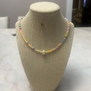 #6. Handmade Colorful Beaded Necklace with Pearl